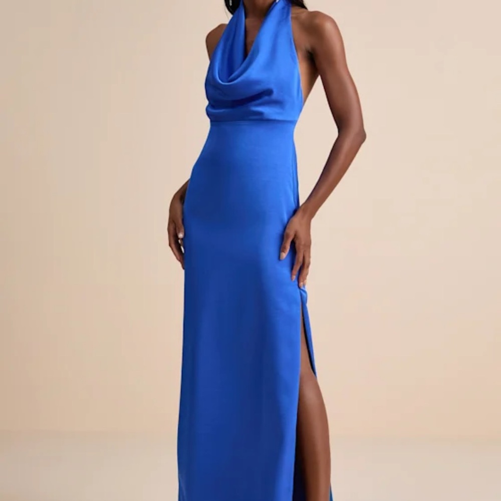 NWT Lulus Blue Halter Maxi Dress